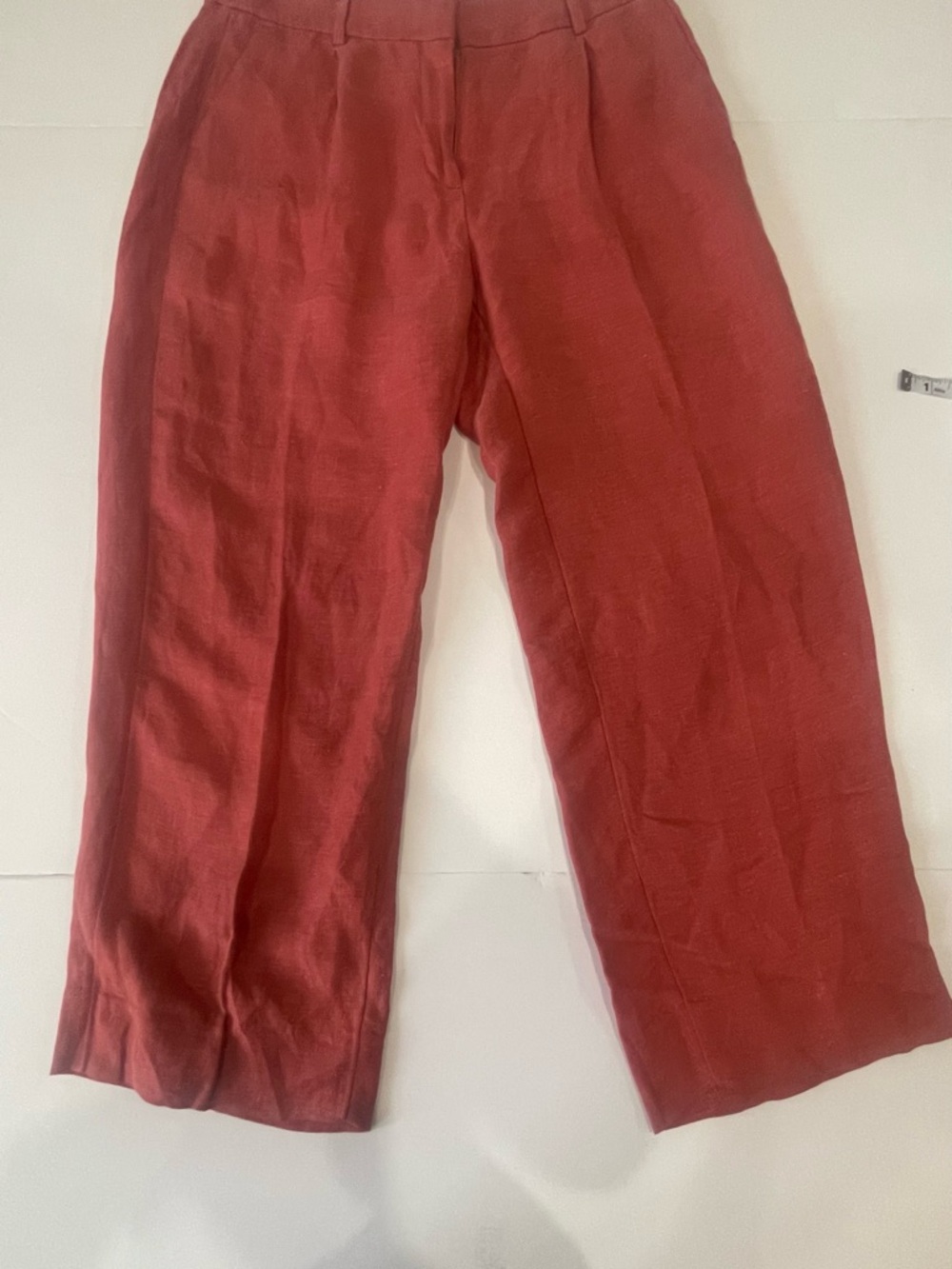 JCrew Cropped Wide-Leg Linen Blend Pants - Rust Red